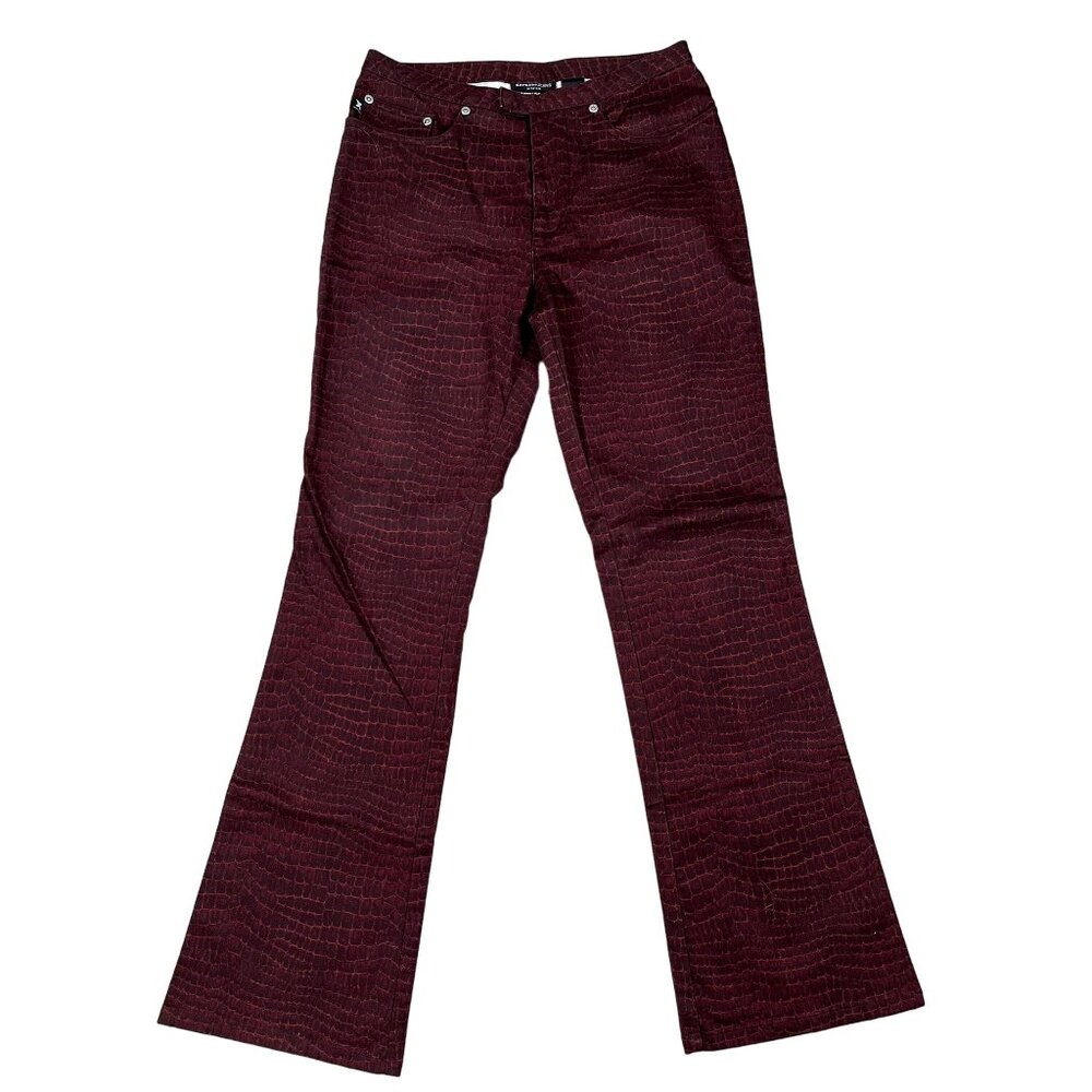 Express Women's Boot Cut Pants in Burgundy Croc-Embossed